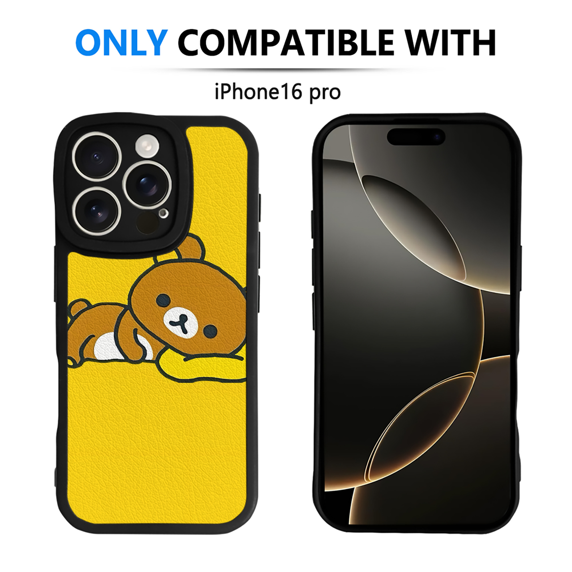 （画像用） リラックマ リラックマ キイロイトリ Rilakkuma Korilakkuma Kiiroitori 【iPhone 16シリーズ対応】シリコンスマホケース（レザー調） 材質：シリコン